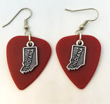 State of Indiana Charm Guitar Pick Earrings - Pick Your Color