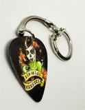 Sugar Skull Woman with Dia De Los Muertos Banner Guitar Pick Keychain