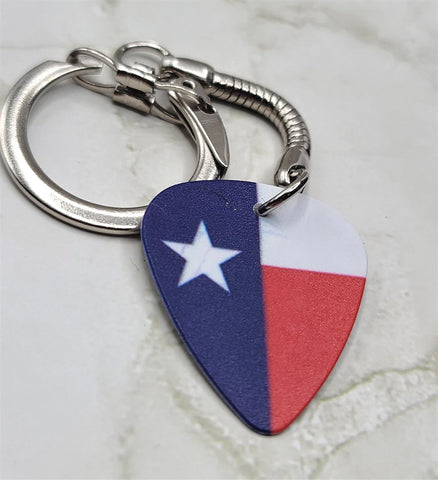 Texas Flag Guitar Pick Keychain