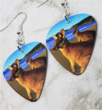 Kangaroos on the Beach Guitar Pick Earrings