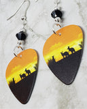Kangaroos on the Horizon Guitar Pick Earrings