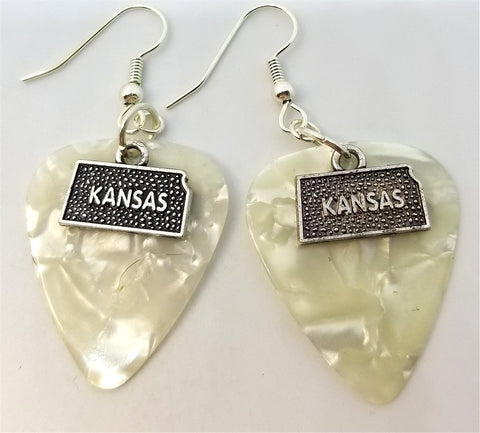 CLEARANCE State of Kansas Charm Guitar Pick Earrings - Pick Your Color