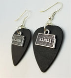 CLEARANCE State of Kansas Charm Guitar Pick Earrings - Pick Your Color