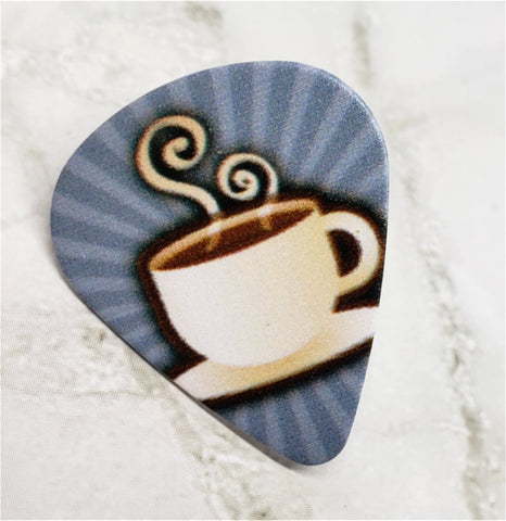 Coffee Cup Guitar Pick Pin or Tie Tack