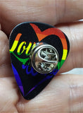 Love Wins Heart Pride Guitar Pick Pin or Tie Tack