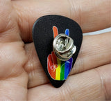 Pride Peace Sign Hand Guitar Pick Pin or Tie Tack