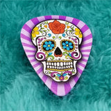 Sugar Skull Decorated with Flowers Guitar Pick Pin or Tie Tack