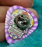Sugar Skull Decorated with Flowers Guitar Pick Pin or Tie Tack