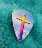 God's Promise Cross with Rainbow Guitar Pick Pin or Tie Tack