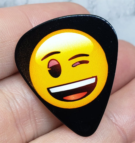 Emoji Winking Guitar Pick Pin or Tie Tack