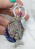 Dreaming of the Sea Mermaid Keychain with Leather, Faux Leather, and Silver Toned Metal Charms