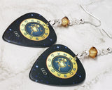 Horoscope Astrological Sign Leo Guitar Pick Earrings with Metallic Sunshine Swarovski Crystals