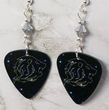 Horoscope Astrological Sign Leo Guitar Pick Earrings with Metallic Silver Swarovski Crystals