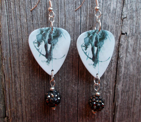 Linkin Park Hunting Party Guitar Pick Earrings with Pewter Pave Dangles
