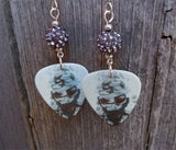 Linkin Park Living Things Guitar Pick Earrings with Gray Pave Beads