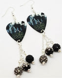 Linkin Park Guitar Pick Earrings with Pave Bead Dangles