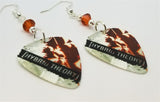 Linkin Park Hybrid Theory Guitar Pick Earrings with Indian Red Swarovski Crystals