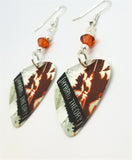 Linkin Park Hybrid Theory Guitar Pick Earrings with Indian Red Swarovski Crystals