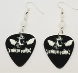 Linkin Park Chester Bennington Guitar Pick Earrings with White Swarovski Crystals