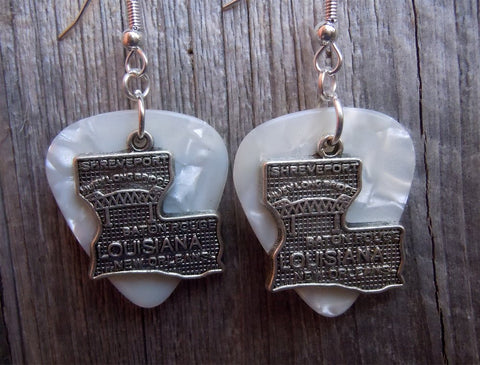 CLEARANCE State of Louisiana Charm Guitar Pick Earrings - Pick Your Color