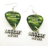 Support Our Troops Camo Military Mom Guitar Pick Earrings