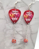 Happy New Year Guitar Pick Earrings with Hyacinth 2xAB Pave Dangles