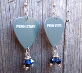 Gray Penn State Guitar Pick Earrings with Blue Swarovski Crystal Dangles