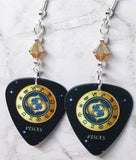 Horoscope Astrological Sign Pisces Guitar Pick Earrings with Metallic Sunshine Swarovski Crystals