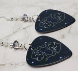 Horoscope Astrological Sign Pisces Guitar Pick Earrings with Metallic Silver Swarovski Crystals
