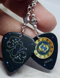 Horoscope Astrological Sign Pisces Guitar Pick Earrings with Metallic Silver Swarovski Crystals
