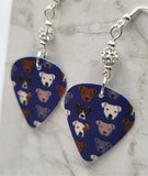Pit Bull Guitar Pick Earrings with White Pave Beads