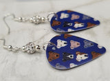 Pit Bull Guitar Pick Earrings with White Pave Beads