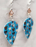 Pit Bull Guitar Pick Earrings with Smoked Topaz Swarovski Crystals
