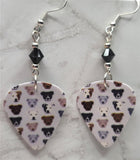 Pit Bull Guitar Pick Earrings with Black Swarovski Crystals