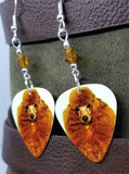 Apricot Poodle Guitar Pick Earrings with Topaz Swarovski Crystals