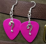 CLEARANCE Riddler Question Mark Charm Guitar Pick Earrings - Pick Your Color