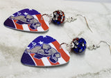 CLEARANCE Angry Republican Symbol Elephant Guitar Pick Earrings with American Flag Pave Beads
