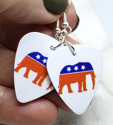 Republican Symbol Elephant Guitar Pick Earrings