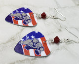 Angry Republican Symbol Elephant Guitar Pick Earrings with Red Swarovski Crystals
