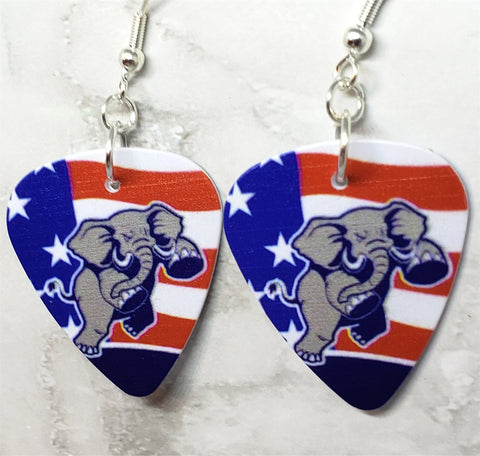 CLEARANCE Angry Republican Symbol Elephant Guitar Pick Earrings