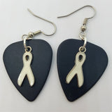 CLEARANCE White Ribbon Charm Guitar Pick Earrings - Pick Your Color