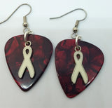 CLEARANCE White Ribbon Charm Guitar Pick Earrings - Pick Your Color