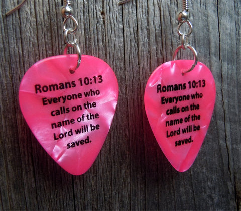 Romans 10:13 Guitar Pick Earrings - Pick Your Color