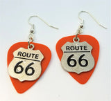 CLEARANCE Route 66 Road Sign Charm Guitar Pick Earrings - Pick Your Color