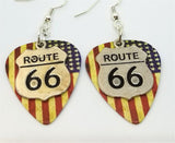 CLEARANCE Route 66 Road Sign Charm Guitar Pick Earrings - Pick Your Color