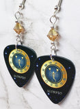 Horoscope Astrological Sign Scorpio Guitar Pick Earrings with Metallic Sunshine Swarovski Crystals