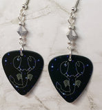 Horoscope Astrological Sign Scorpio Guitar Pick Earrings with Metallic Silver Swarovski Crystals