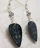 Horoscope Astrological Sign Scorpio Guitar Pick Earrings with Metallic Silver Swarovski Crystals