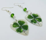 CLEARANCE Shamrock Guitar Pick Earrings with Green Swarovski Crystals