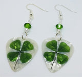CLEARANCE Shamrock Guitar Pick Earrings with Green Swarovski Crystals